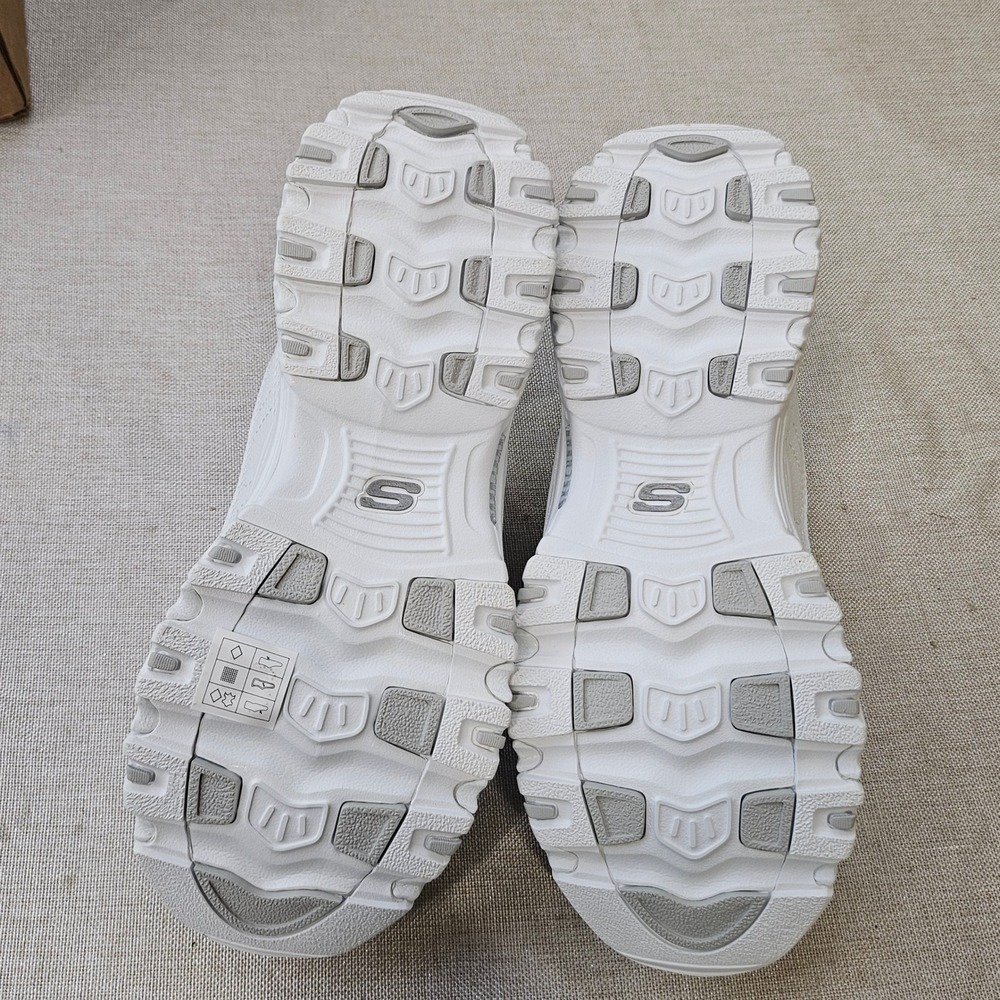 Skechers D'Lites Resilient Womens 9 White Silver Leather Mule Sneakers 11933 NEW - Picture 8 of 11
